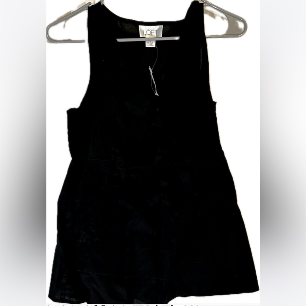 NWT Ann Taylor LOFT Women’s Sleeveless Black Peplum V-Neck Top Size 12